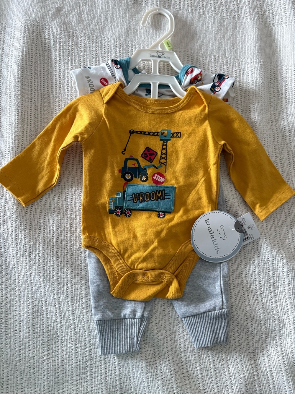 Koala Kids Yellow and Gray Construction Vroom Baby Matching Set